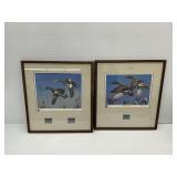 (2) Framed Duck Prints with Stamps