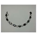 Sterling Silver Link Bracelet with Oval Stones