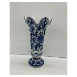 Blue and White Porcelain Ruffled Vase