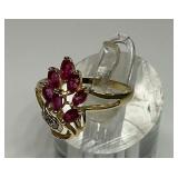 14K Yellow Gold Ring with Rubies and Diamonds...Size 7