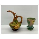 Roseville Pottery Water Lily Ewer and Vase...see description and photos