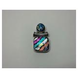 Mexican Sterling Silver and Dichroic Glass Pendant