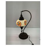 Mosaic Glass Table Lamp with Curved Metal Stand...works