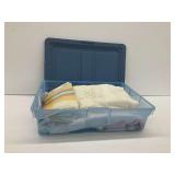 Assortment of Vintage Linens and Laces in Storage Container