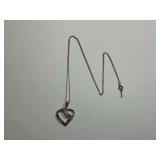 10K White Gold Heart Pendant Necklace with Chain