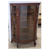 Curved Glass Wooden Curio Cabinet
