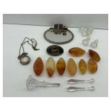 Decanter Stoppers, Mirrored Plateau, Pocket Watch, Napkin Rings, and Other Vintage Items