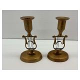 Pair of V. Fong Grenna Brass Candlesticks...damage