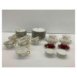 Porcelain Tea Cups and Saucers with Dessert Plates