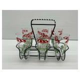 Vintage Glass Tumblers with Caddy