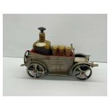 Metal Musical Car Decanter Set with Amber Glass Decanter and Shot Glasses