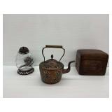 Copper Kettle, Wall Mount Sconce/Lantern, and Rustic Box