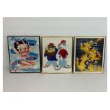 3 Framed Character Art Prints Including Betty Boop, Looney Tunes, and Mickey Mouse
