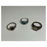 (3) Sterling Silver Rings with Stones
