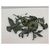 Hummingbird and Floral Metal Wall Decor