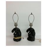 (2) Black Panther Ceramic Table Lamps...work
