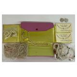 Pearl Jewelry Group with Necklaces, Bracelets, Earrings, and Case