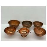 Copper Mixing Bowls and Colander