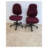 (2) Desk Chairs with Burgundy Fabric Upholstery