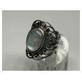 Sterling Silver Ring with Oval Cabochon Stone...Size 8