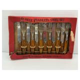 1940s Stainless Steel Flatware Set with Marbalin Handles