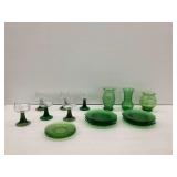 Vases, Stemware, and Other Green Glassware