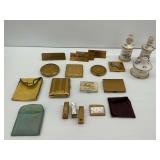 Vintage Cosmetic Compacts and Vanity Jars with Advertising Stands