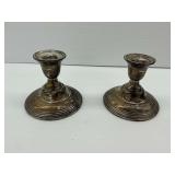 (2) Wm Rogers Mfg. Co Sterling Weighted Reinforced Candlesticks