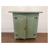 Green Painted Wooden Cabinet with Two Doors...see description
