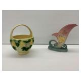 Vintage Pottery Basket Planter and Hull Vase