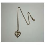 Sterling Silver Heart Pendant Necklace with Flower Motif and Gemstones