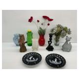 Home Decor with Glass Vases and Porcelain Figurines