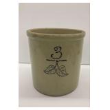 3-Gallon Red Wing Stoneware Crock with Elephant Ear Motif