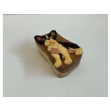 Intarsia Wooden Dog Secret Puzzle Box