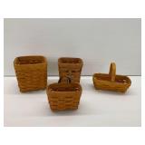 (4) Longaberger Handwoven Wooden Baskets