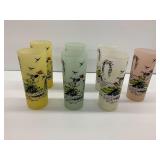 (7) Libbey Southern Belle Frosted Iced Tea Glass Tumblers