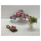 Porcelain and Glass Floral Decoratives...damage