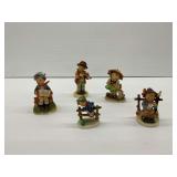 (5) Figurines with Erich Stauffer and Goebel Hummel Markings