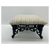 Cast Iron Footstool with Patterned Upholstery...top loose from base