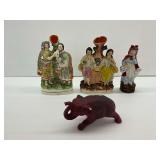 (2) Figural Vases, Elephant Figurine, and Little Red Riding Hood Figure