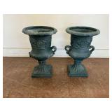 Pair of Resin Composite Garden Urns