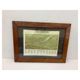 1890 Framed Perspective Map of Beloit Wisconsin...glass damage