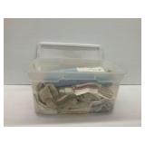 Vintage Fabric and Lace with Plastic Storage Container
