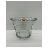 Clear Glass Ice Bucket with Metal Handle and Wooden Grip