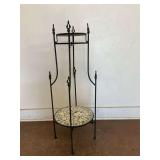2-Tier Metal Plant Stand with Mosaic Tile Shelves