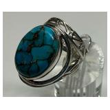 Sterling Silver Turquoise Ring Size 8