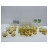Drinkware Group with Amber and Colored Glass
