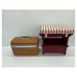 Samsonite Cosmetic Case and Wooden Footstool with Storage Compartment
