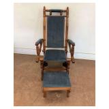 Victorian Era Platform Rocking Chair and Matching Footstool
