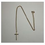 14K Yellow Gold Cross Pendant with Chain... total weight .040 troy oz.